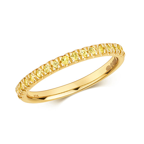 Yellow Sapphire, Claw Set Half Eternity Ring in 9ct Yellow Gold