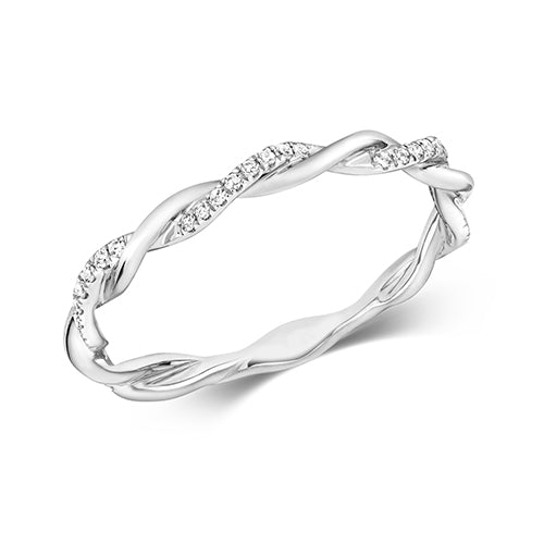 DIAMOND TWIST RING 9CT W/G SC H I1 0.10CT