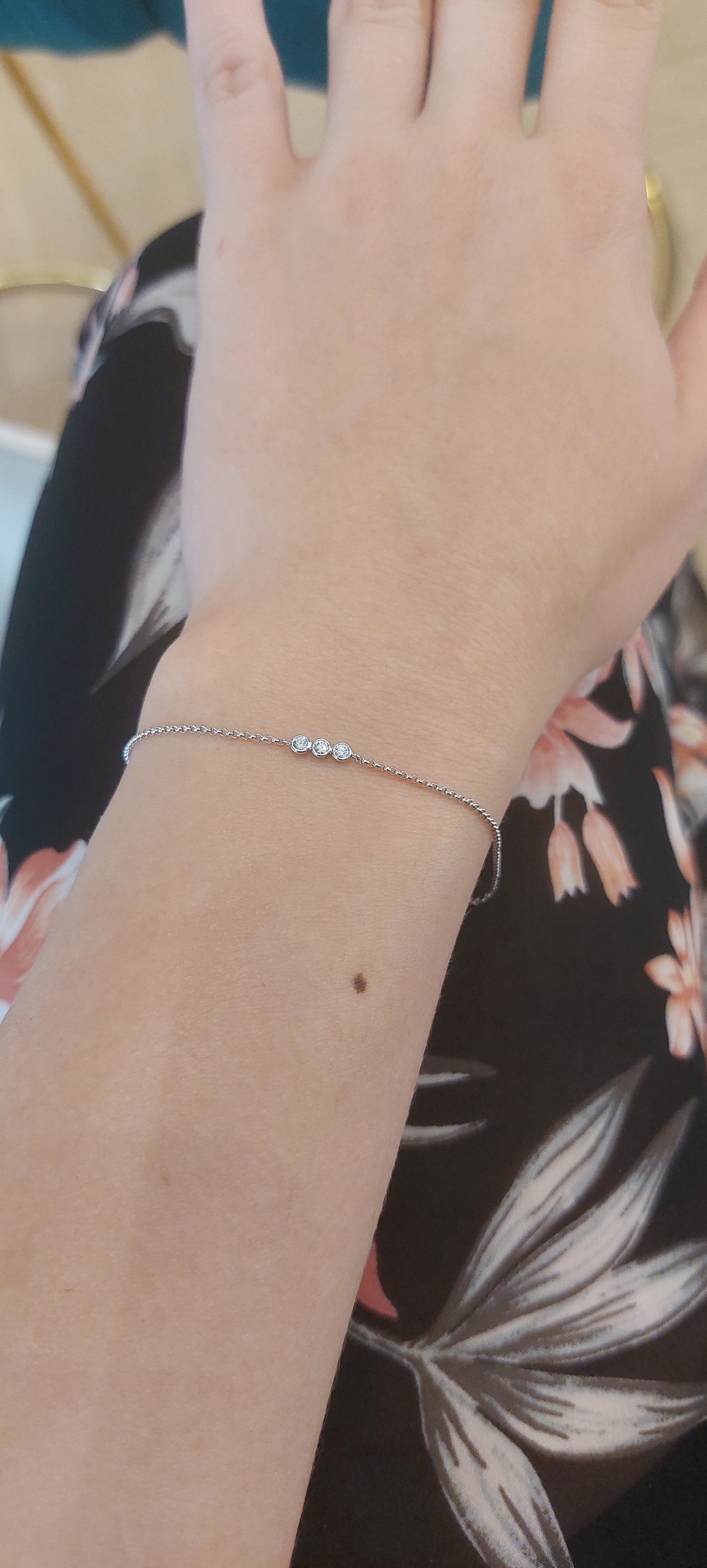 9ct White Gold Diamond Besel Trio Bracelet