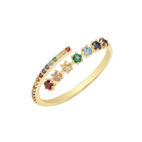 ORDER-9ct Yellow Gold Multi-Colour CZ Open Ring