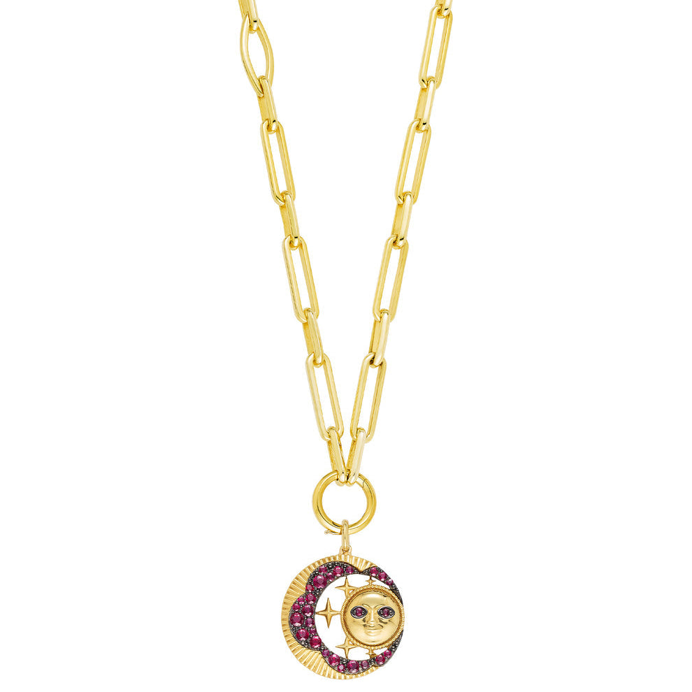 "Look Up At The Moon" Ruby Pendant in 18ct Gold