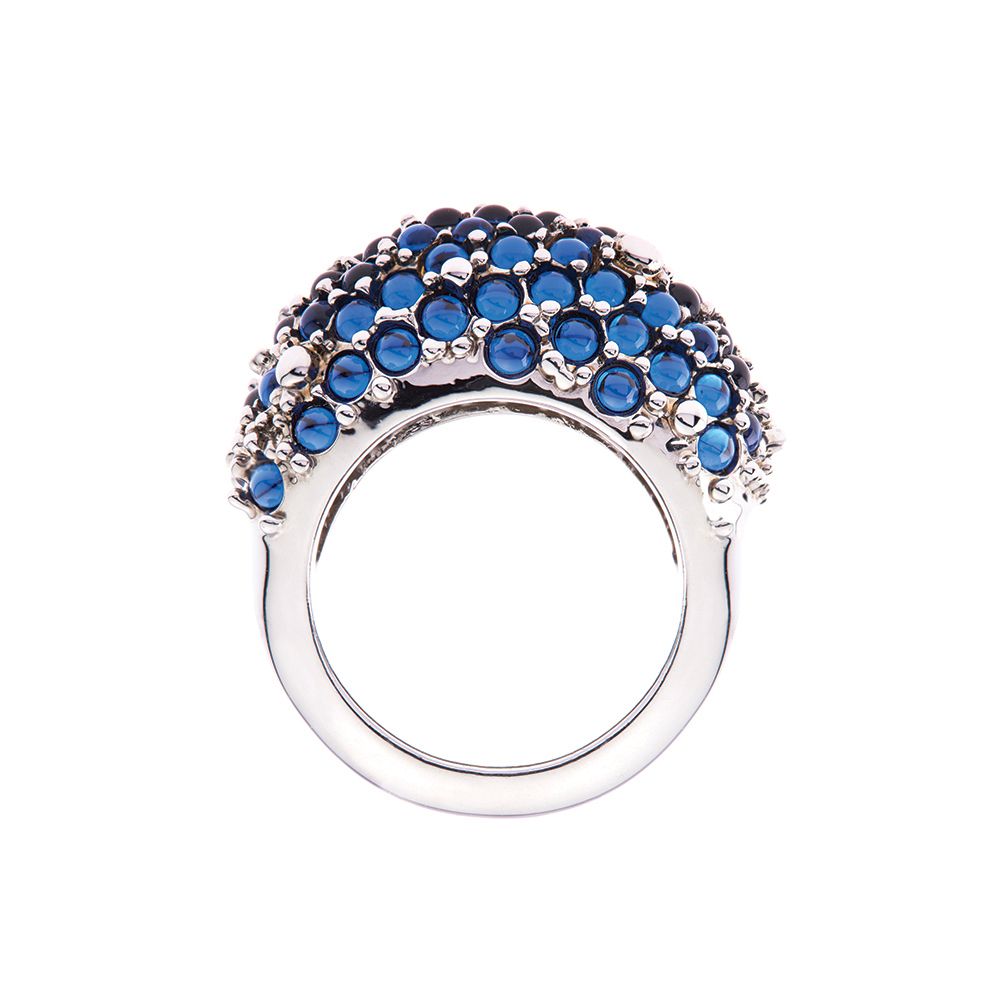 Stainless Steel Blue Crystal Eagle Ray Ring