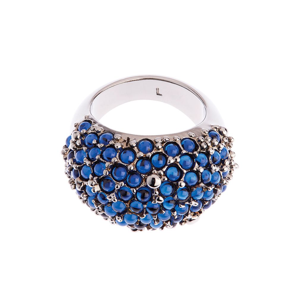 Stainless Steel Blue Crystal Eagle Ray Ring