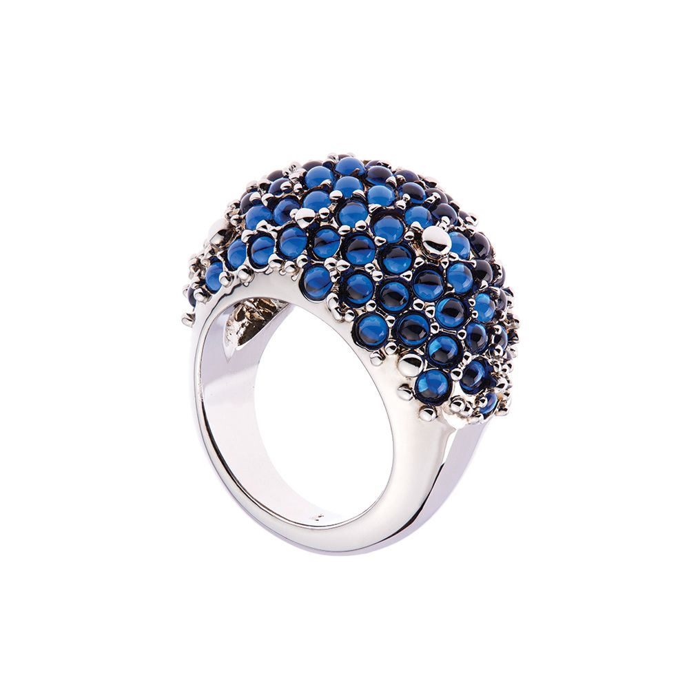 Stainless Steel Blue Crystal Eagle Ray Ring