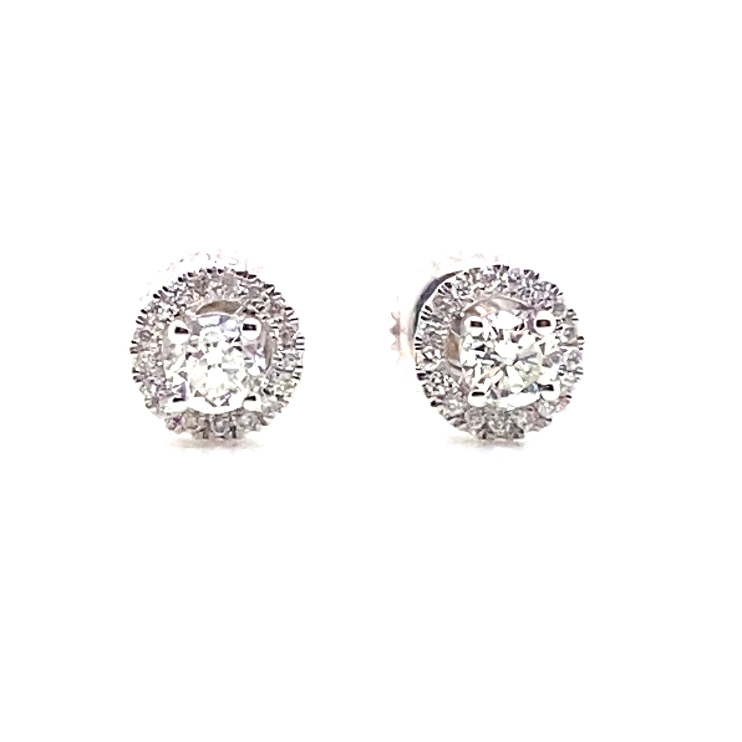 Round Brilliant Diamond Stud Earrings, 0.39cts with Removable Halo, 0.11cts in 18ct White Gold with Screw Backs