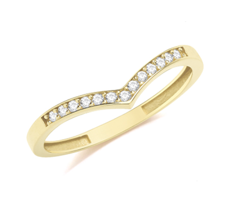 Wishbone Cubic Zirconia Ring In 9ct Yellow Gold