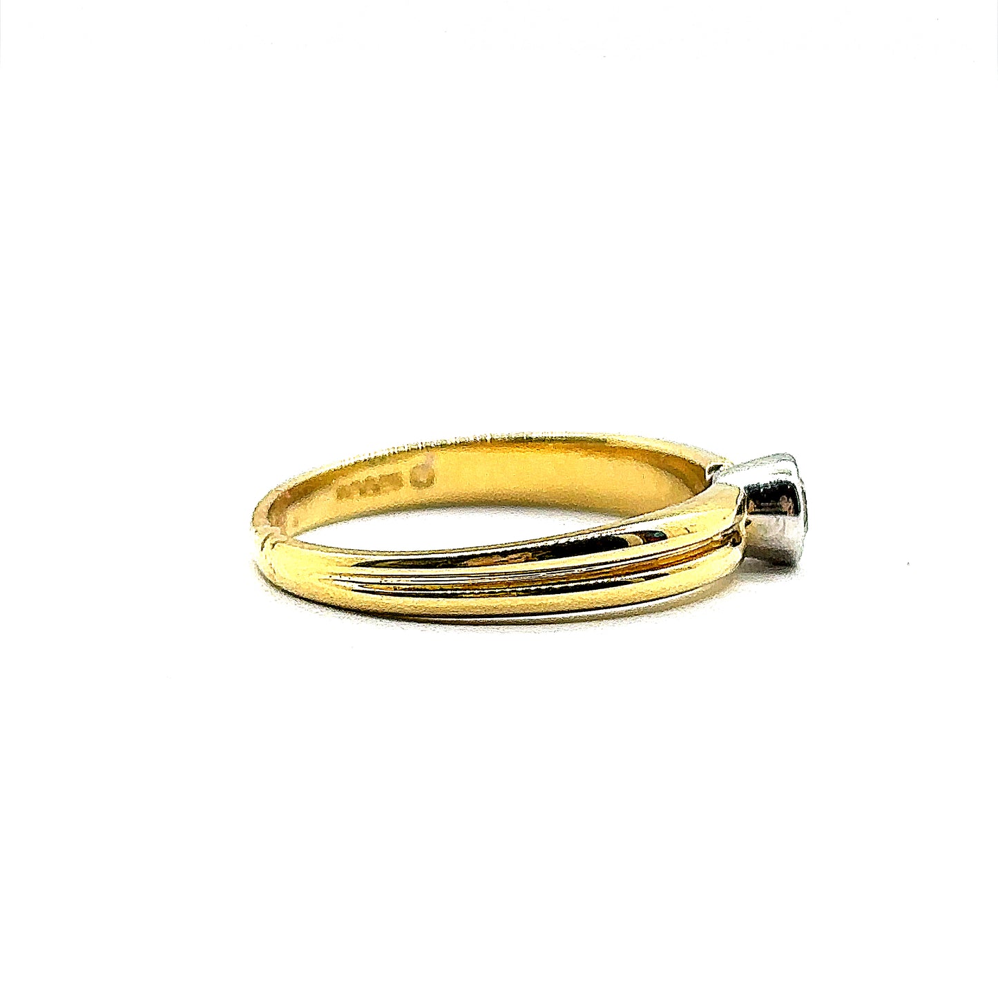 Round Brilliant Cut Diamond Rubover Bezel Set Gold Ring