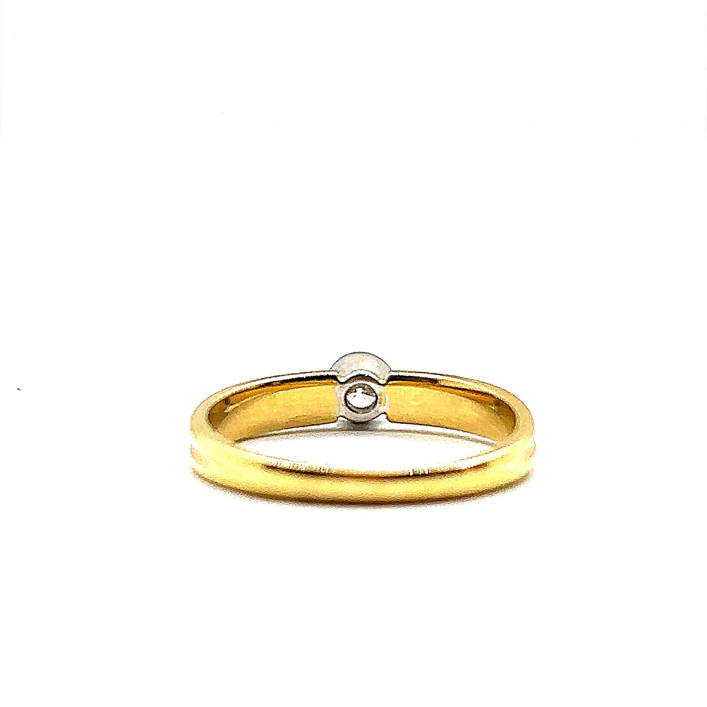 Round Brilliant Cut Diamond Rubover Bezel Set Gold Ring