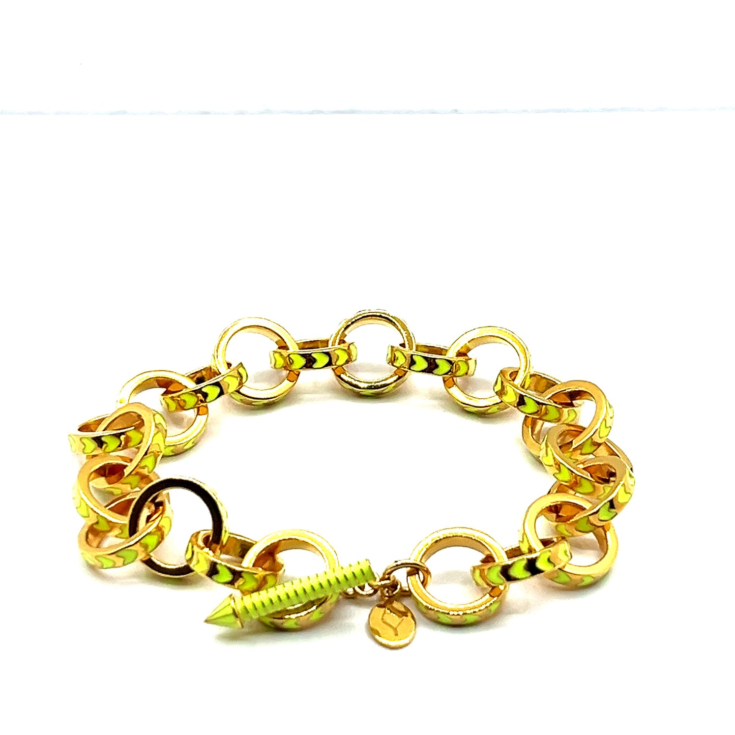 Multi coloured Enamel Contemporary, Gold Vermeil Chain Link Bracelet