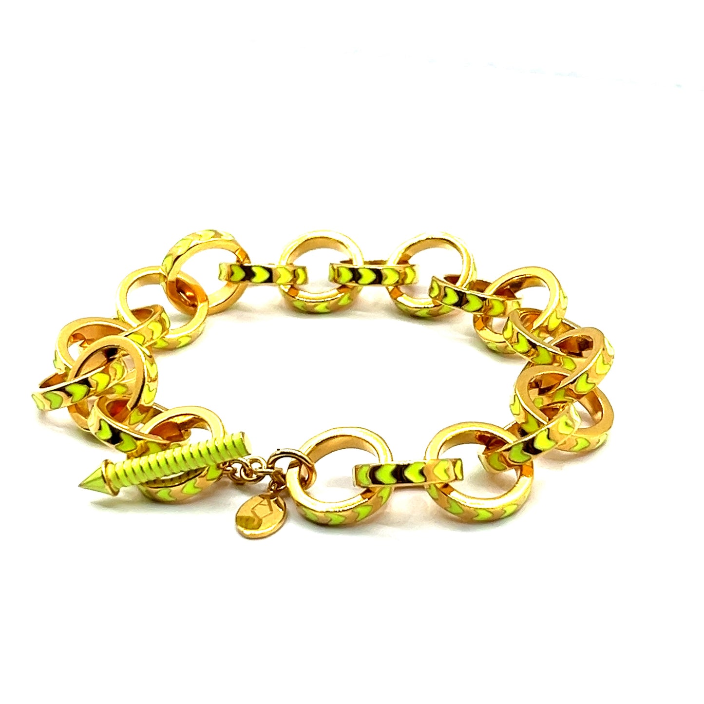 Multi coloured Enamel Contemporary, Gold Vermeil Chain Link Bracelet