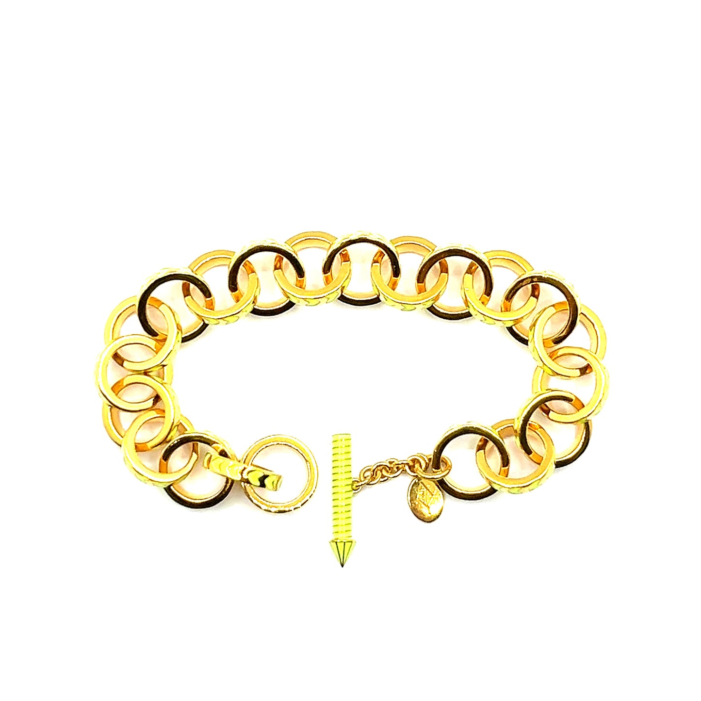 Multi coloured Enamel Contemporary, Gold Vermeil Chain Link Bracelet