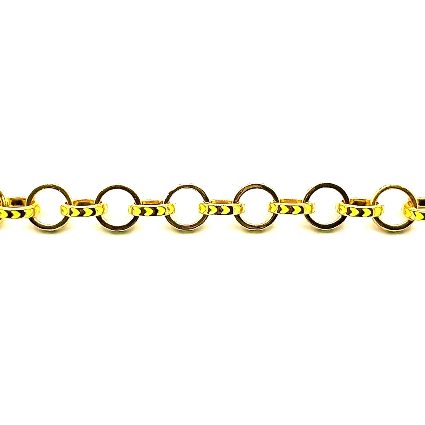 Multi coloured Enamel Contemporary, Gold Vermeil Chain Link Bracelet