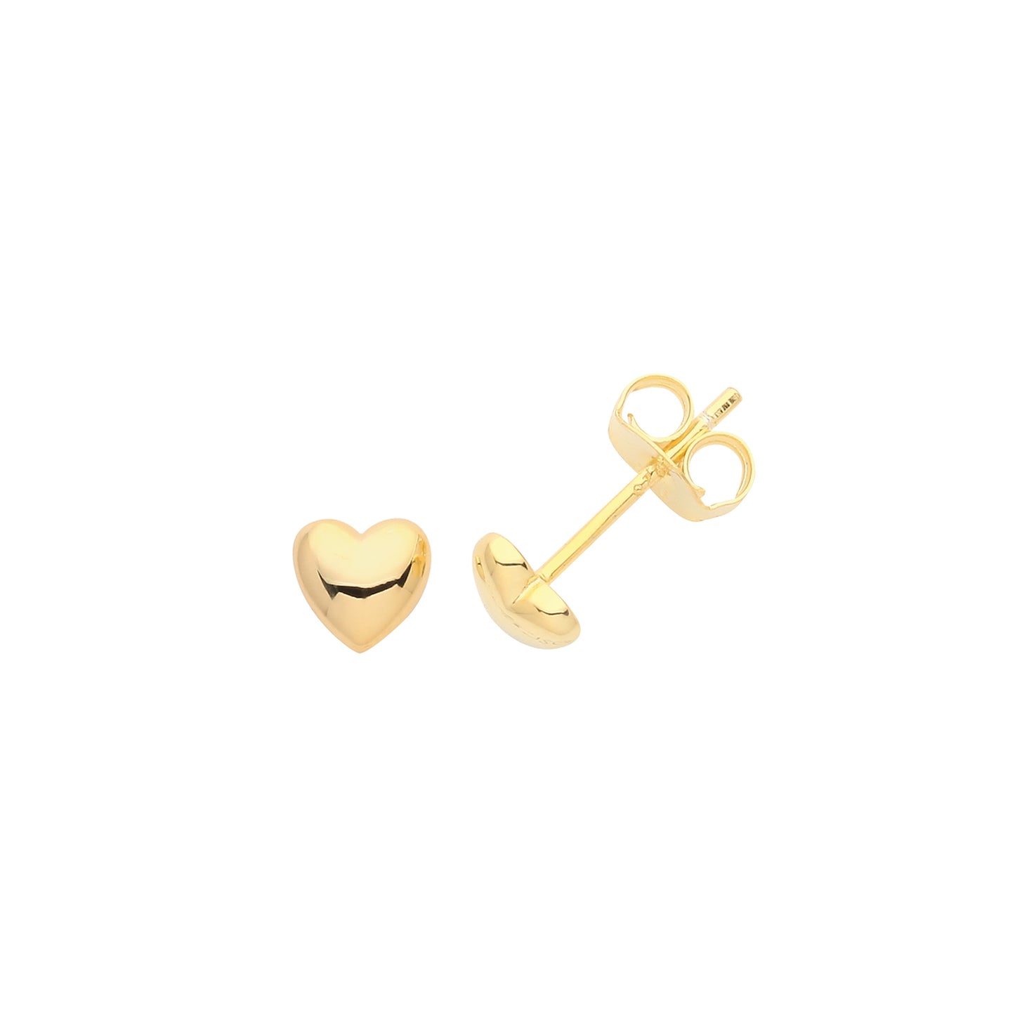 Silver, Gold Plated 5mm Heart Stud Earrings