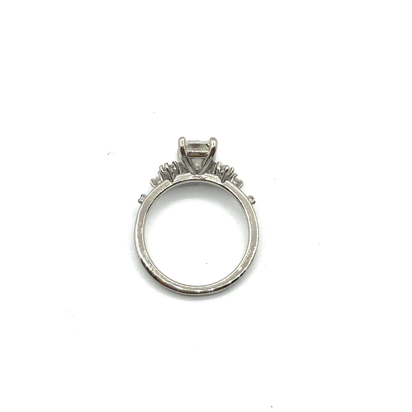 Emerald Cut Diamond and Flowing Nature Diamond Engagement Ring