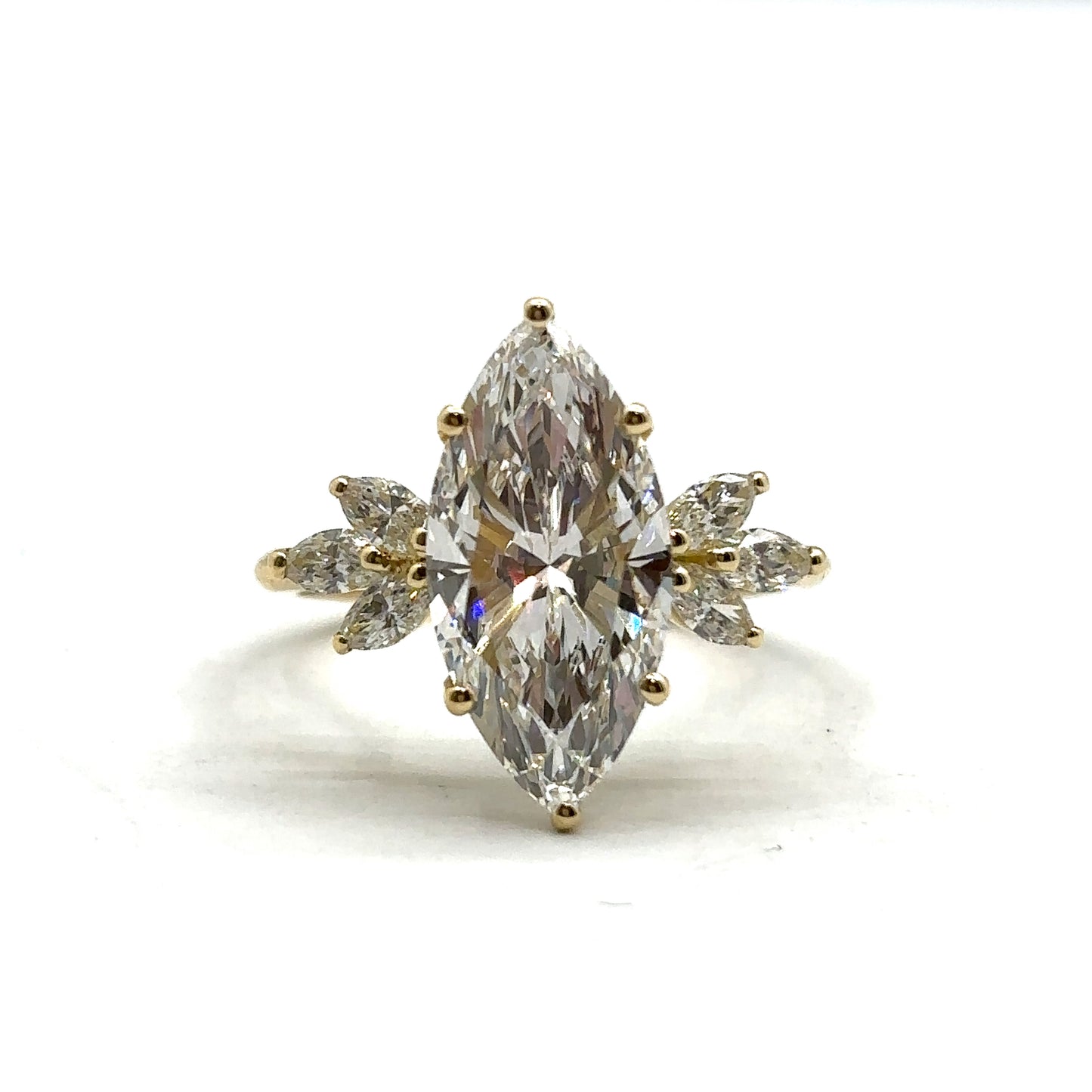 Bespoke 18ct Yellow Gold Marquise Cut Diamond Engagement Ring