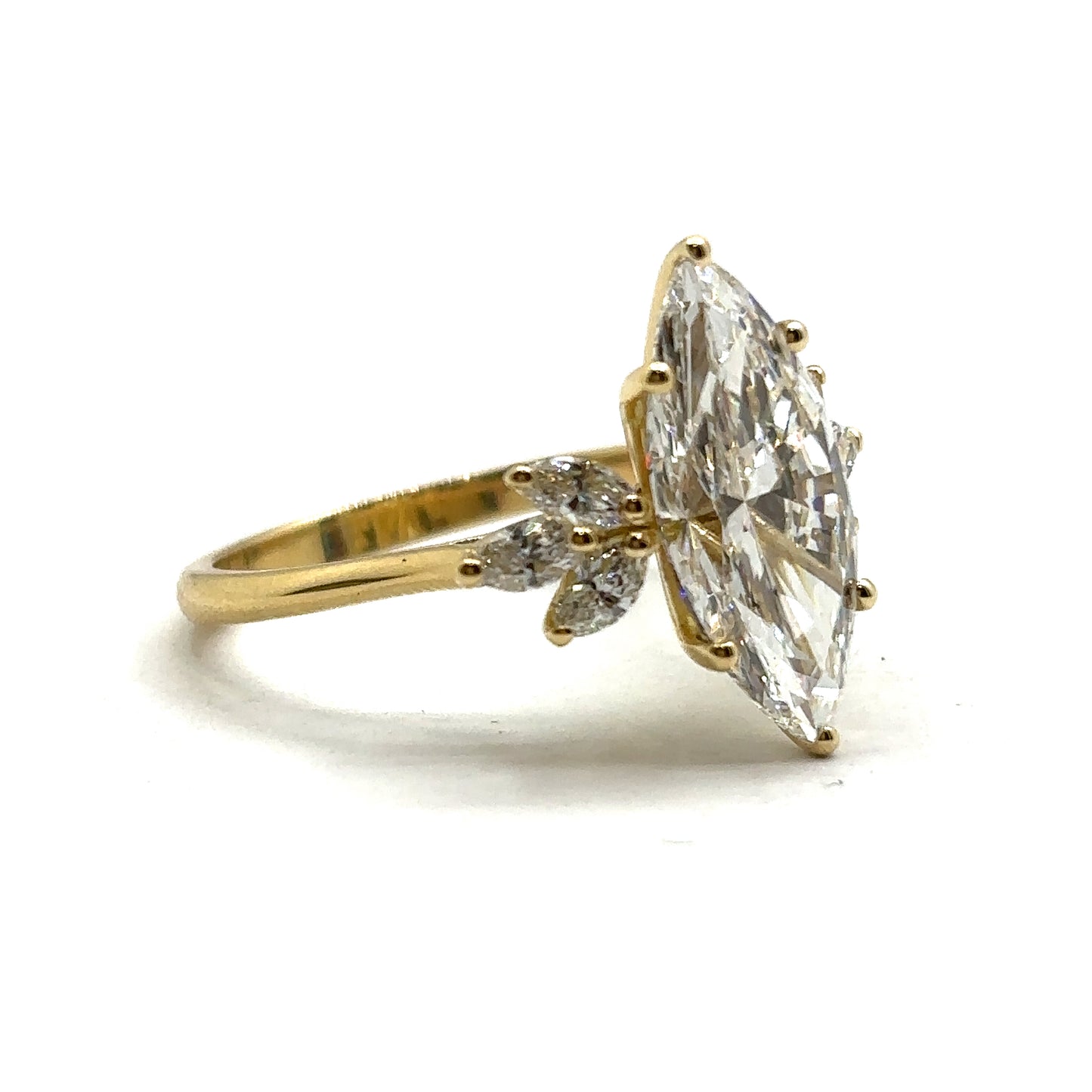 Bespoke 18ct Yellow Gold Marquise Cut Diamond Engagement Ring