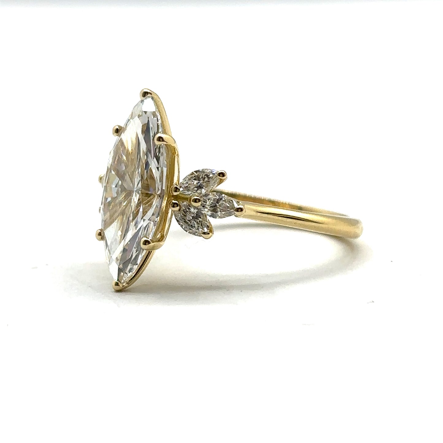 Bespoke 18ct Yellow Gold Marquise Cut Diamond Engagement Ring