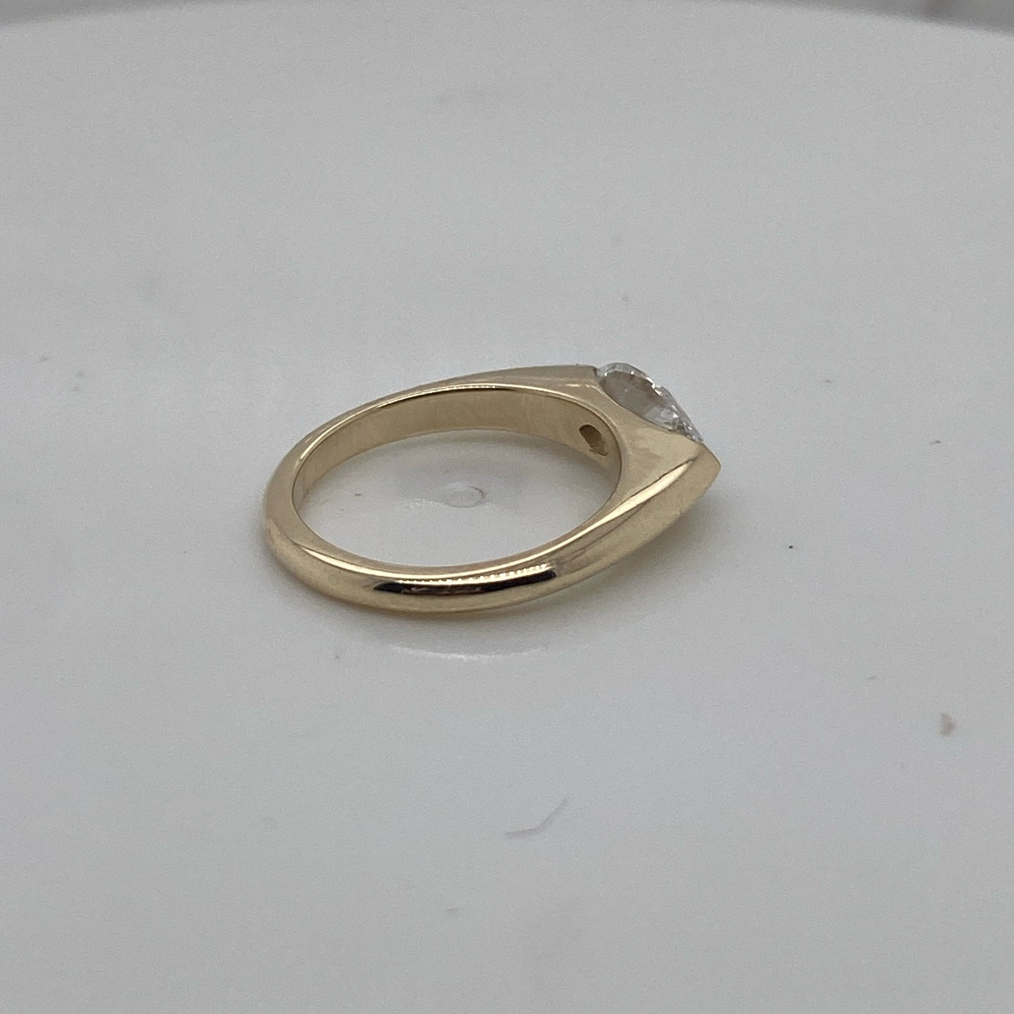 001796 BESPOKE: "BESPOKE - Lab Marquise cut 10 x 5mm East West, size H, 2 claw (L shaped marquise style) , 14ct yellow gold 2mm wide band, LG782616951 Marquise 0.97cts