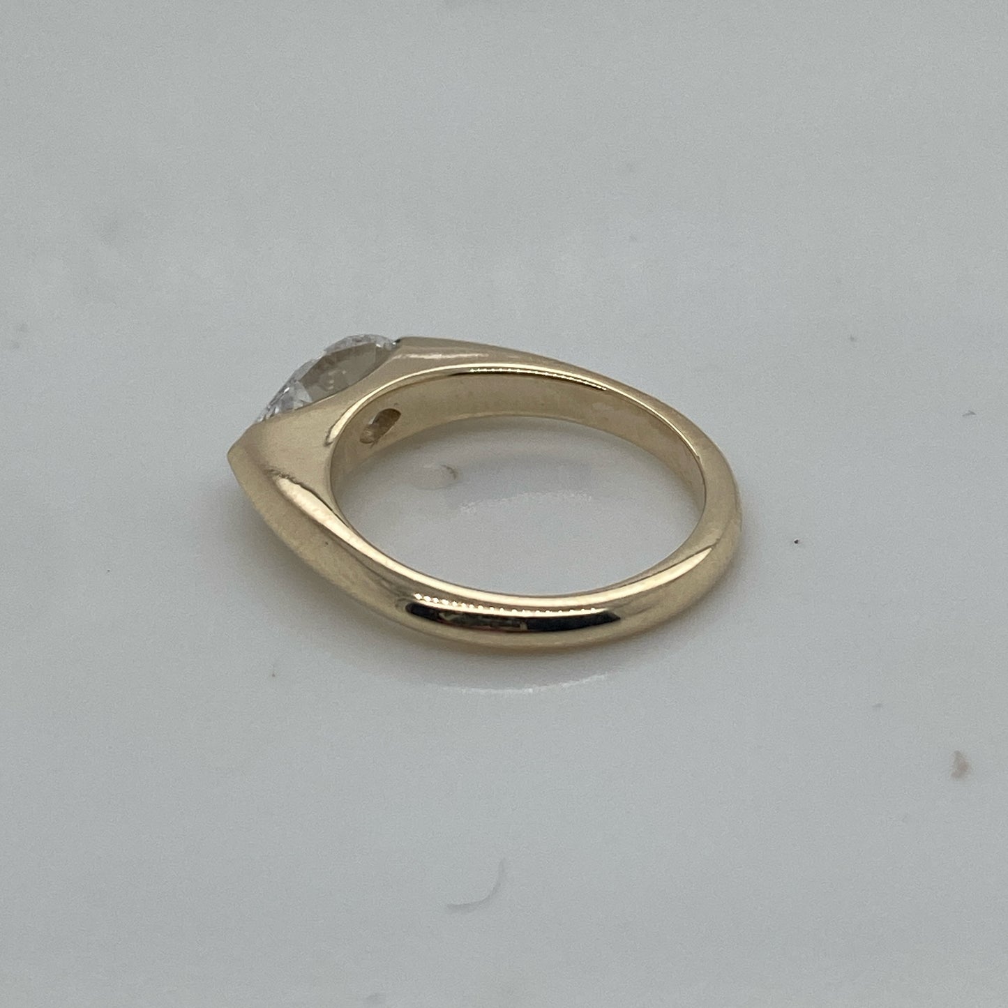 001796 BESPOKE: "BESPOKE - Lab Marquise cut 10 x 5mm East West, size H, 2 claw (L shaped marquise style) , 14ct yellow gold 2mm wide band, LG782616951 Marquise 0.97cts