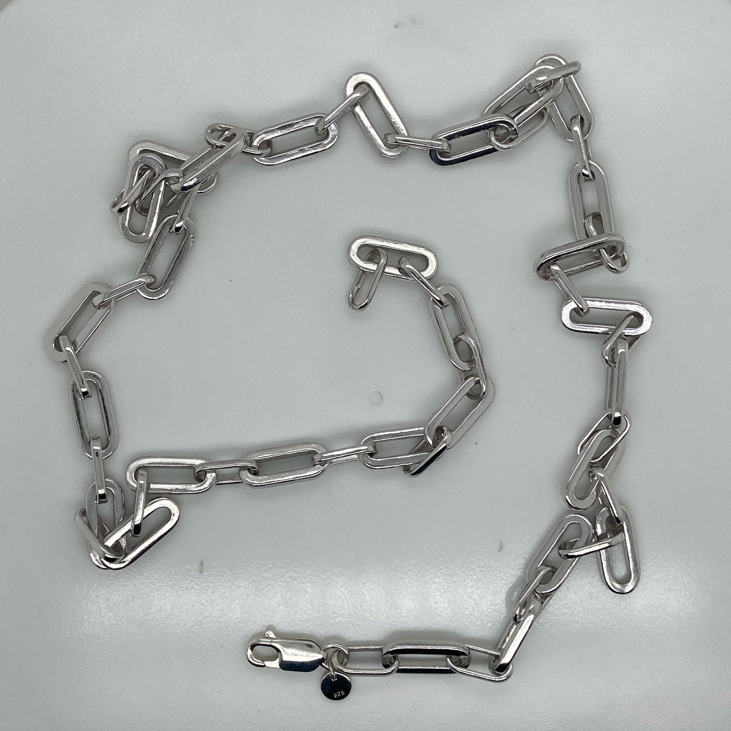 001805 925 silver paperclip necklace- remove old clasp and add new lobster clasp 11mm