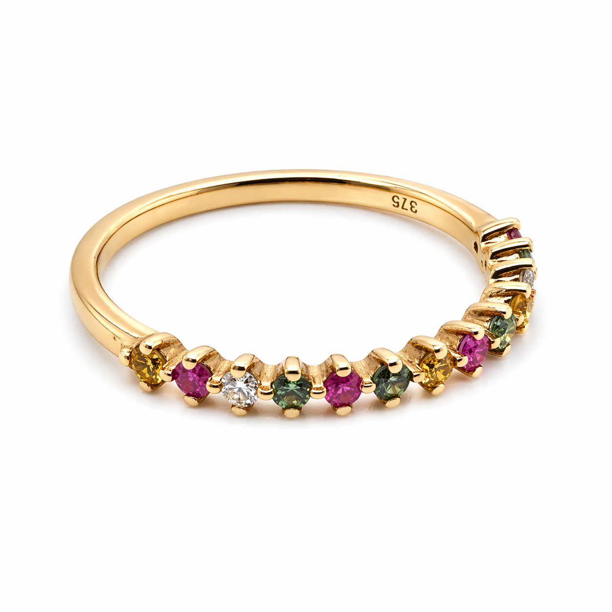 9ct Yellow Gold Multi Sapphire and Diamond Eternity Ring