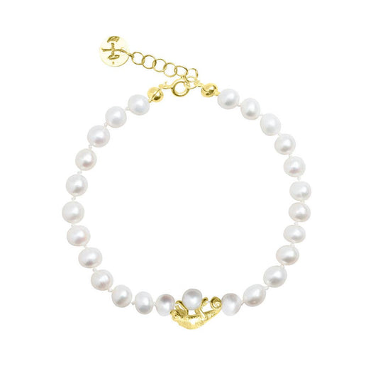 Sterling Silver, Gold Plated, Chameleon Pearl Bracelet