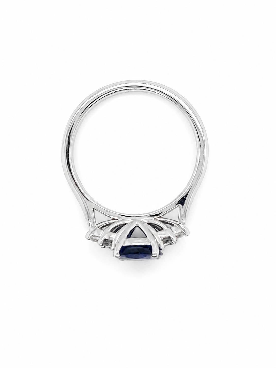 Sapphire and Diamond Trefoil Ring in 9ct white gold