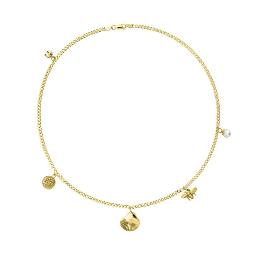Sterling Silver Gold Plated Icons of Nature Necklace