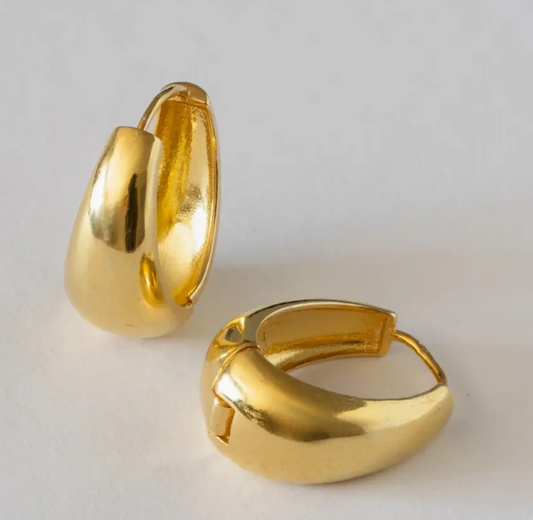 Sterling Silver Non-Tarnish Chunky Oval Hoops in Silver or Gold Plated