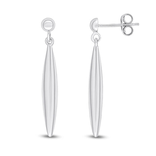 9ct White Gold 3D Marquise Drop Earrings