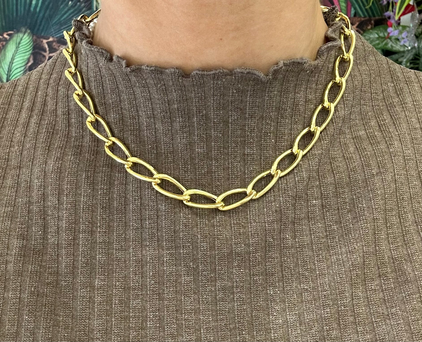 Heavy Gold Plated, Sterling Silver Link Necklace