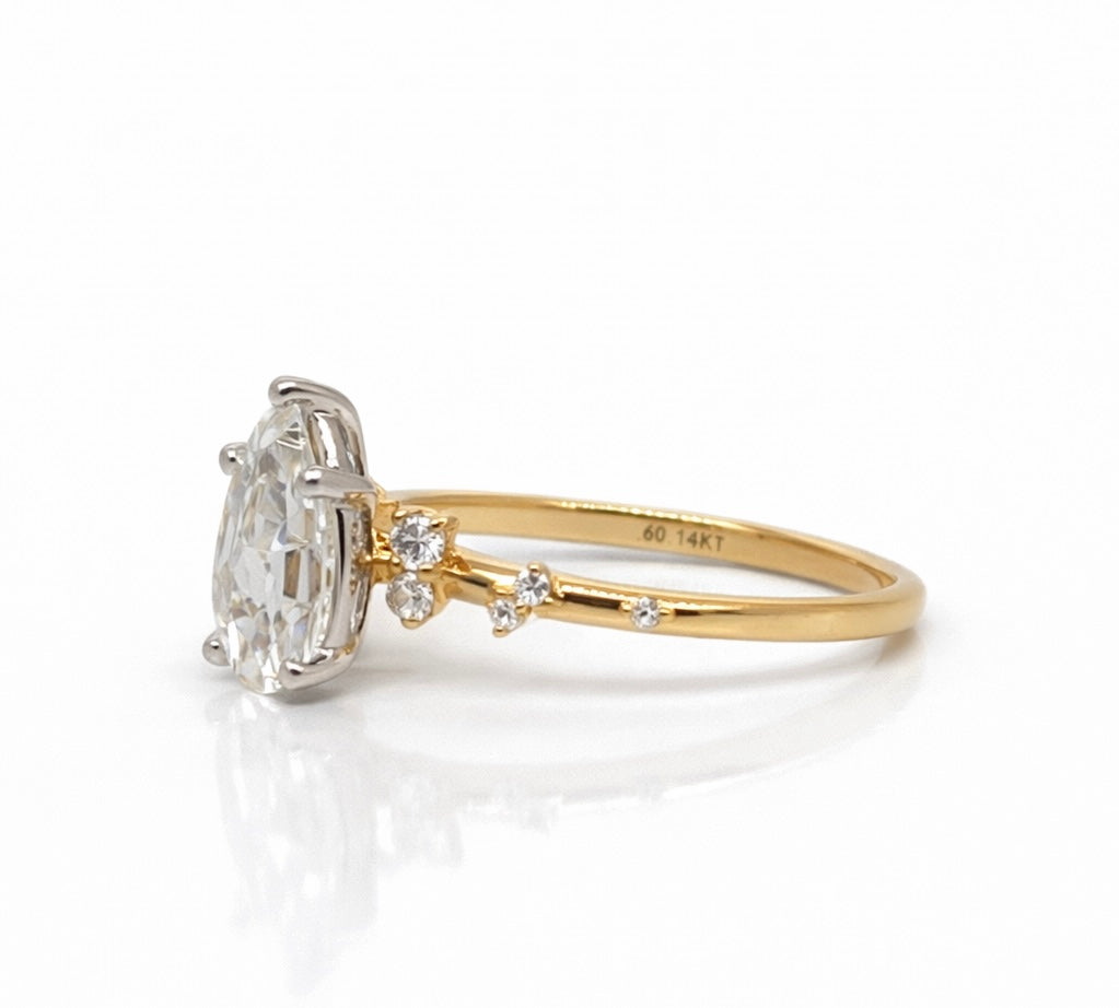 Monroe's "Flowing Nature" Rose Cut Pear Diamond Engagement Ring