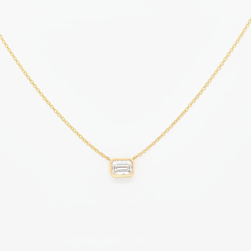 Emerald Cut 0.30cts Diamond Necklace in 9ct Yellow Gold