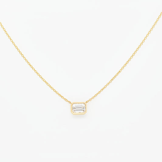 Emerald Cut 0.30cts Diamond Necklace in 9ct Yellow Gold