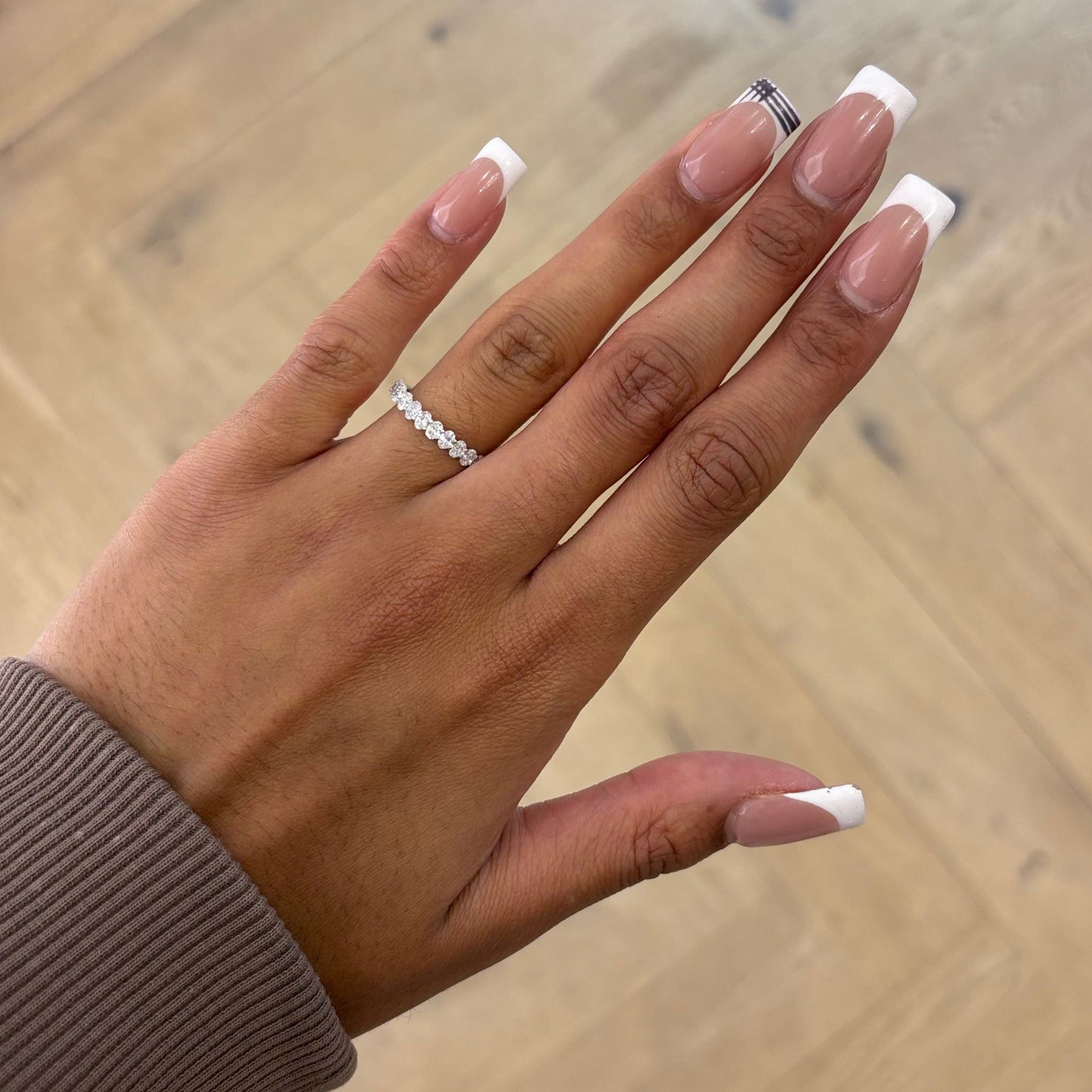 Platinum Oval Cut Half Eternity Platinum Claw Set Ring