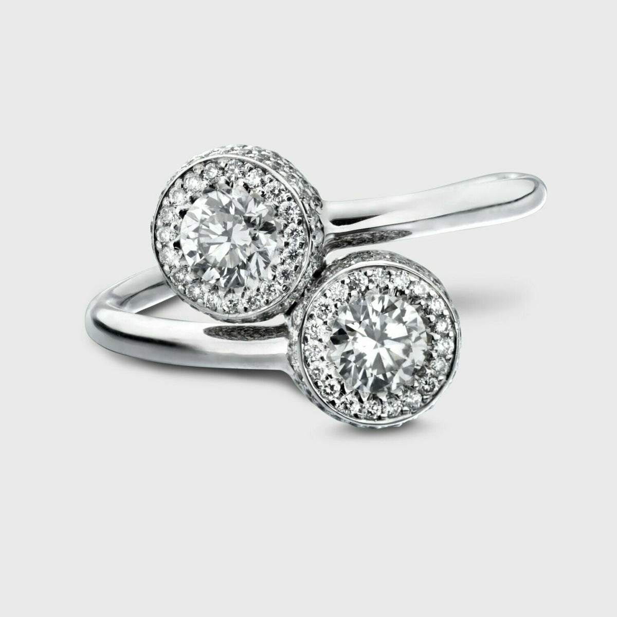 Gemini Twin Diamond 0.9ct Halo Ring Platinumd
