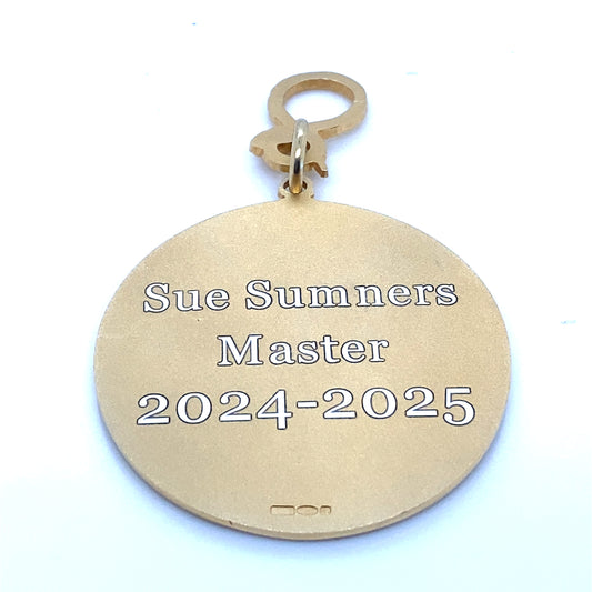 002028: 925 gold plated medal Plain 925 gold plated medal with engraving- engraved plain medal