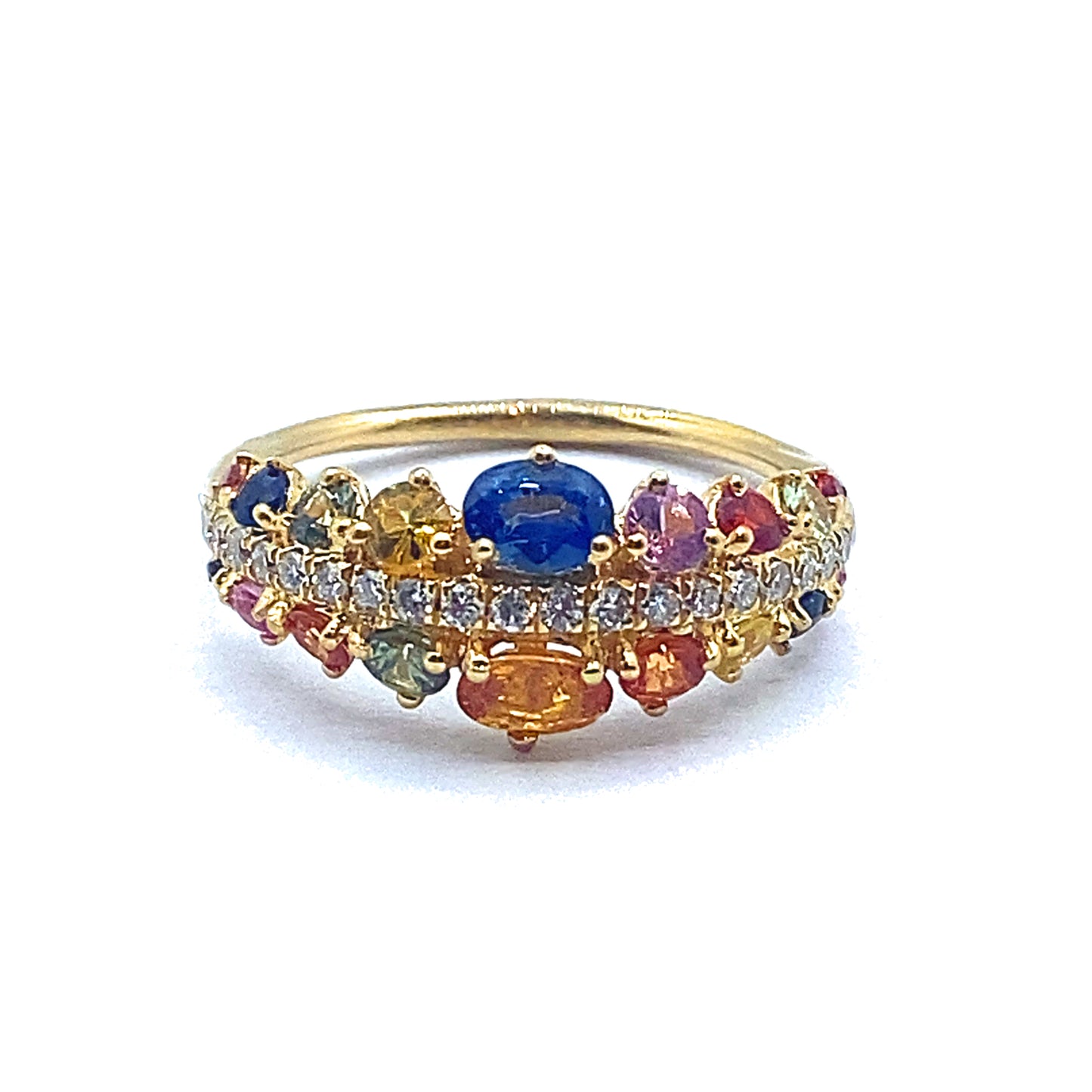 Multi Coloured Sapphire and Diamond, 18ct Gold Ring