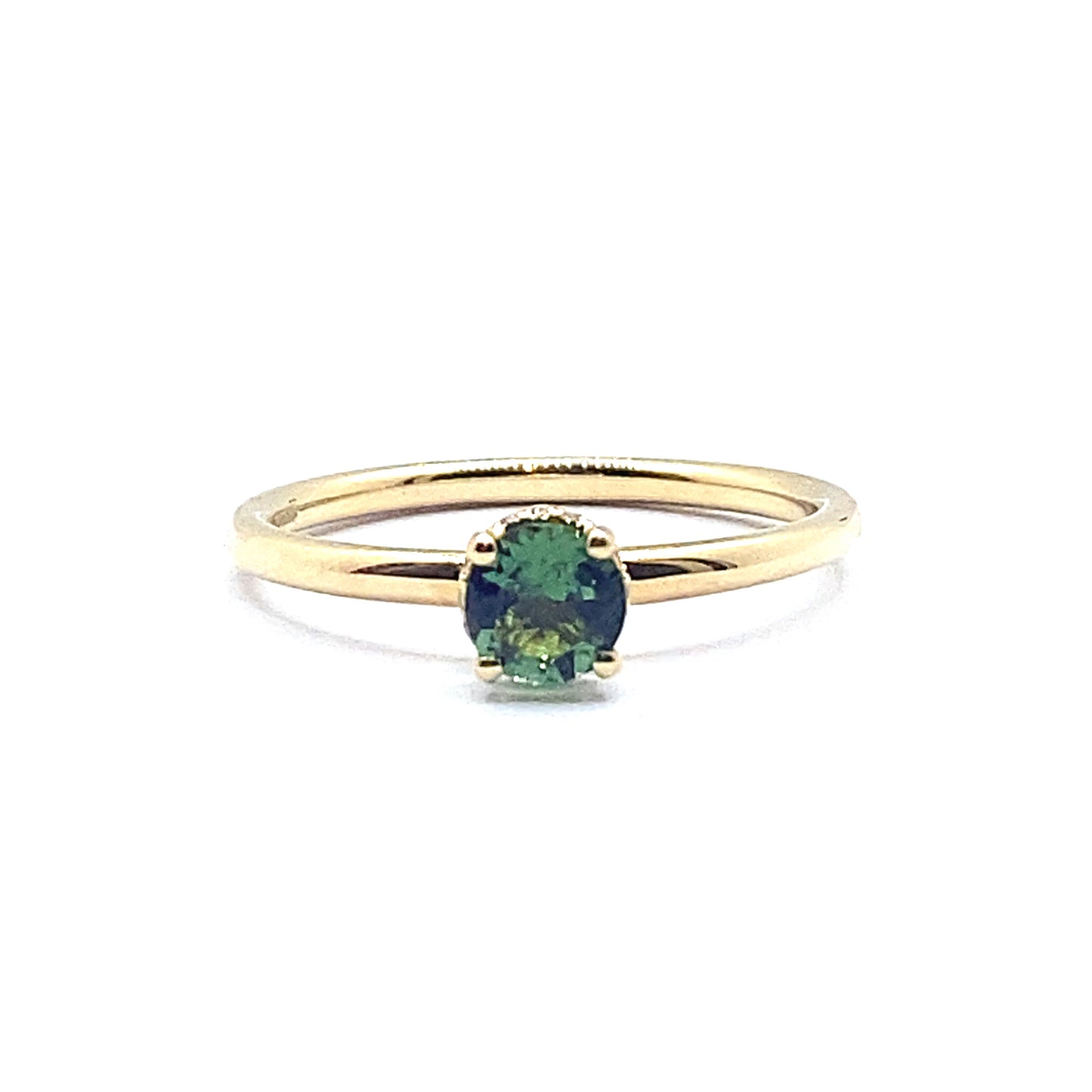 Forest Green Tourmaline Ring with a Diamond Hidden Halo in 9ct Yellow Gold