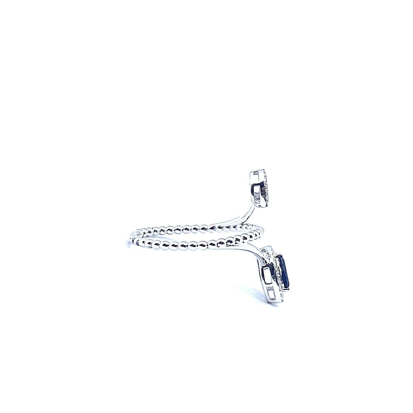 18ct White Gold, Marquise Cut Sapphire and Diamond Ornate Ring