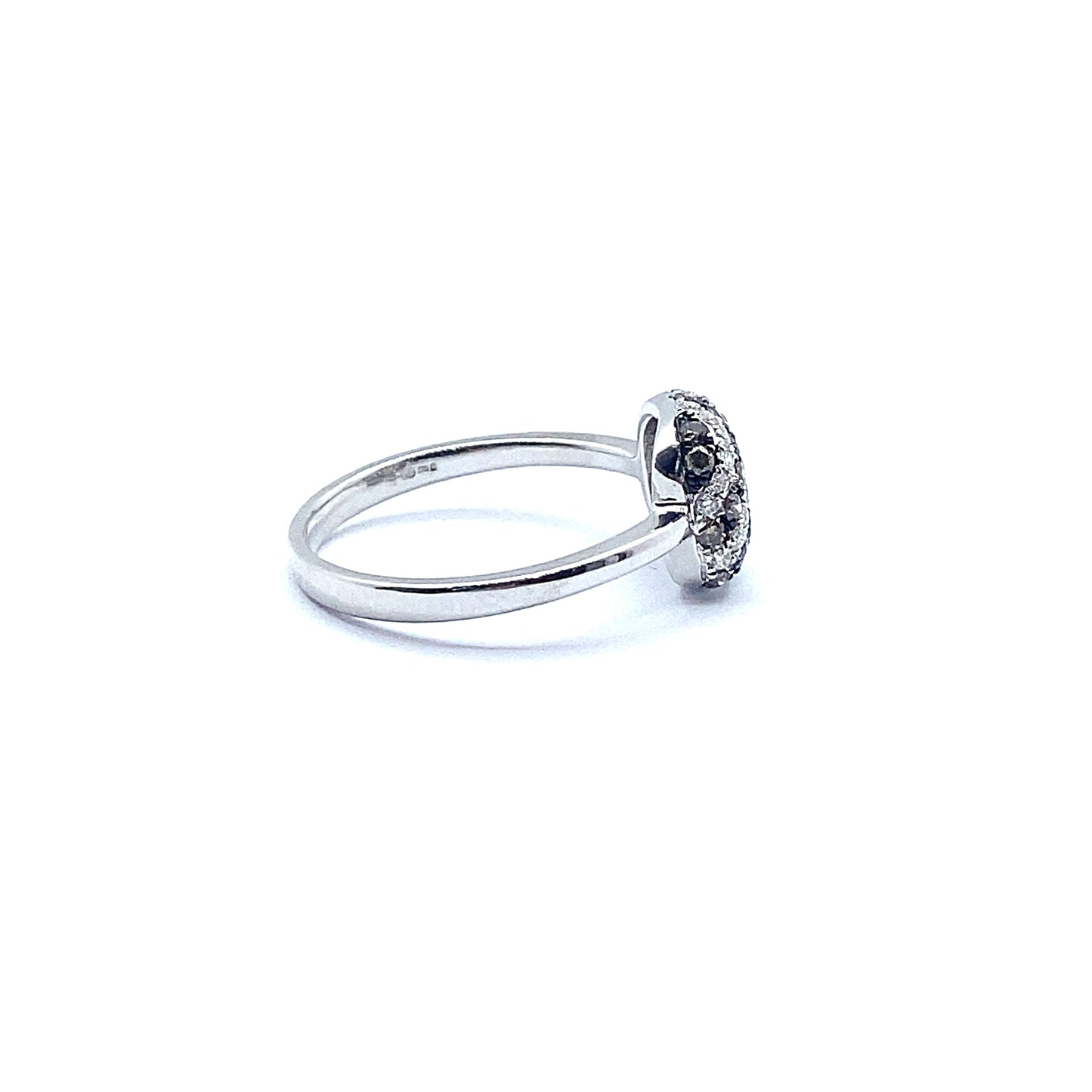 Cushion Shaped, Champagne and White Diamond, 18ct White Gold Ring, 9mm Cushion shape