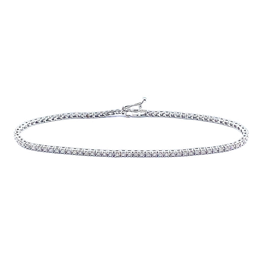 18ct White Gold Diamond Claw Set 1.01cts Tennis Bracelet