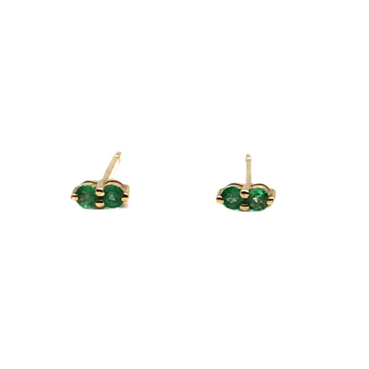 9ct Yellow Gold 4RD EMERALD 0.16CT DOUBLE STUD