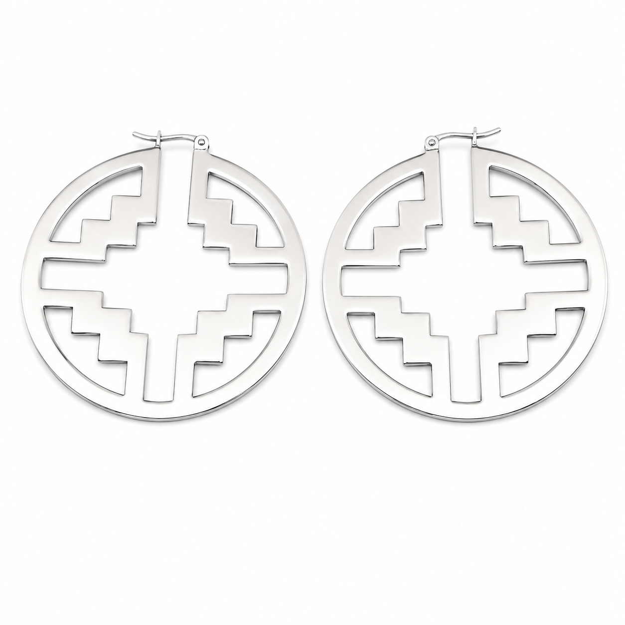 Sterling Silver Disc Hoop Earrings