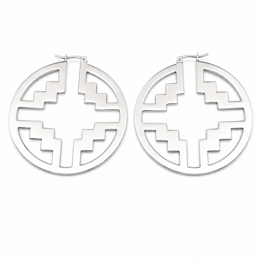Sterling Silver Disc Hoop Earrings