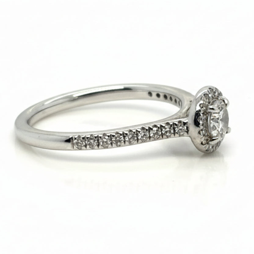 Platinum Halo Round Brilliant Cut Diamond Ring