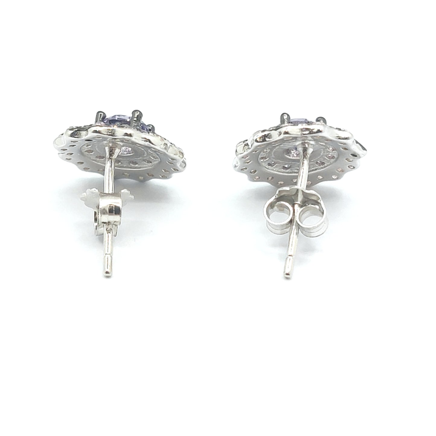 925 Amethyst Cubic Zirconia Stud Earrings