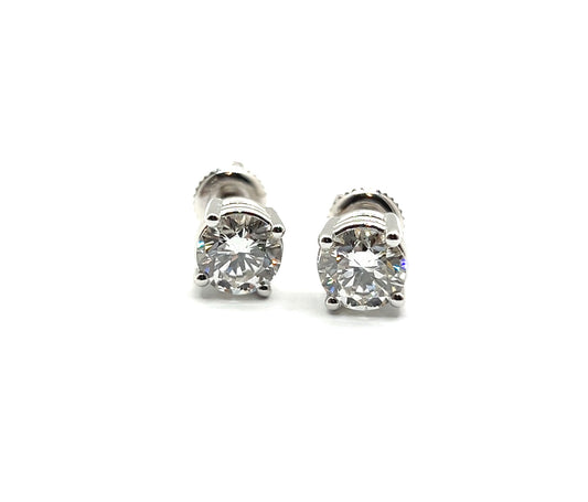 Round Brilliant 2ct Diamond, 18ct White Gold Studs
