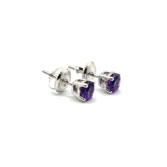 18ct White Gold Round Brilliant 1.32ct Amethyst Studs