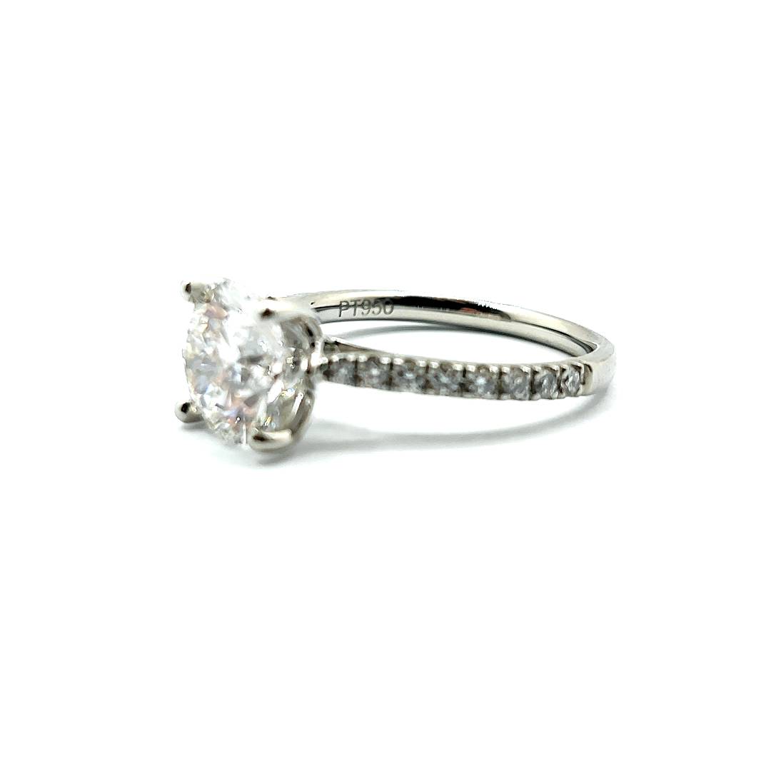 Bespoke Platinum Engagement Ring Lab Grown 2ct Dia Round Brilliant